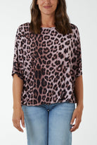 Short Sleeve Leopard Print Top T-shirts WearAll Blush One Size