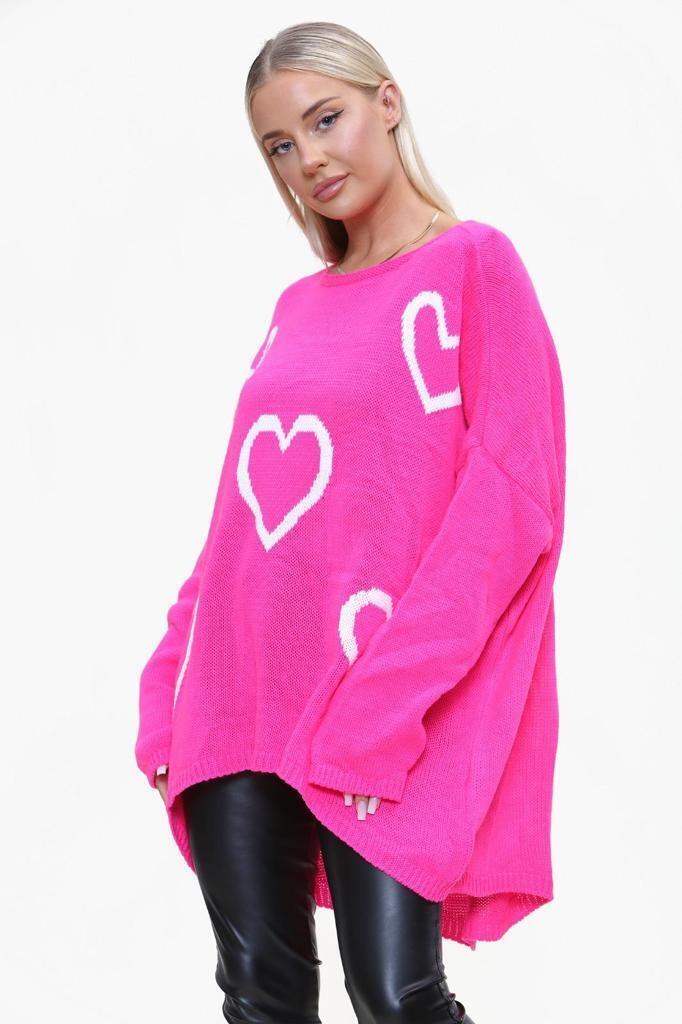 Heart Print Oversized Jumper Jumper & Cardigan WearAll