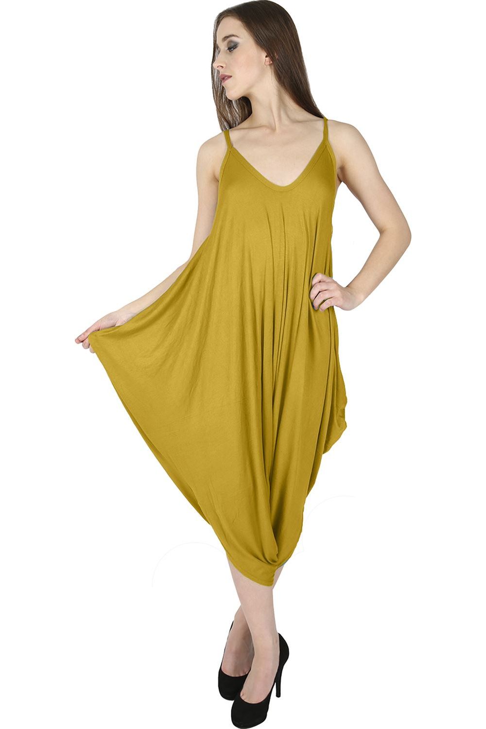 Plus Size Lagenlook Strappy Baggy Harem Jumpsuit 16-22 Jumpsuit WearAll Mustard One Size Fits 16-22