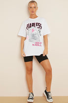 Fearless Print T-Shirt Top WearAll White 8-10