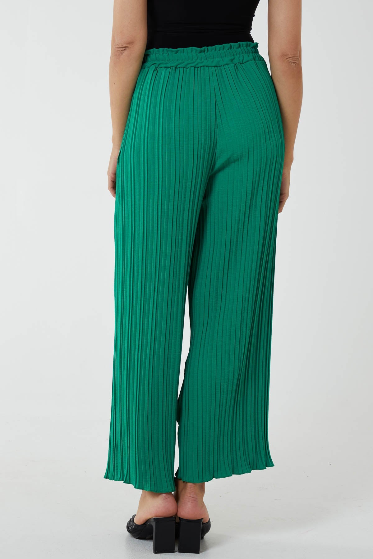 Wide Leg Plisse Drawstring Trousers TRS1 WearAll