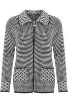 Knitted Cardigan Zip Pocket Leopard Collar Knitted Cardigan WearAll Light Grey 8-10