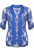 Lace Open Short Cardigan Top cardigan WearAll Electric Blue 14