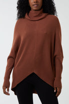Long Sleeve Roll Neck Jumper JMF1 WearAll Tobacco One Size
