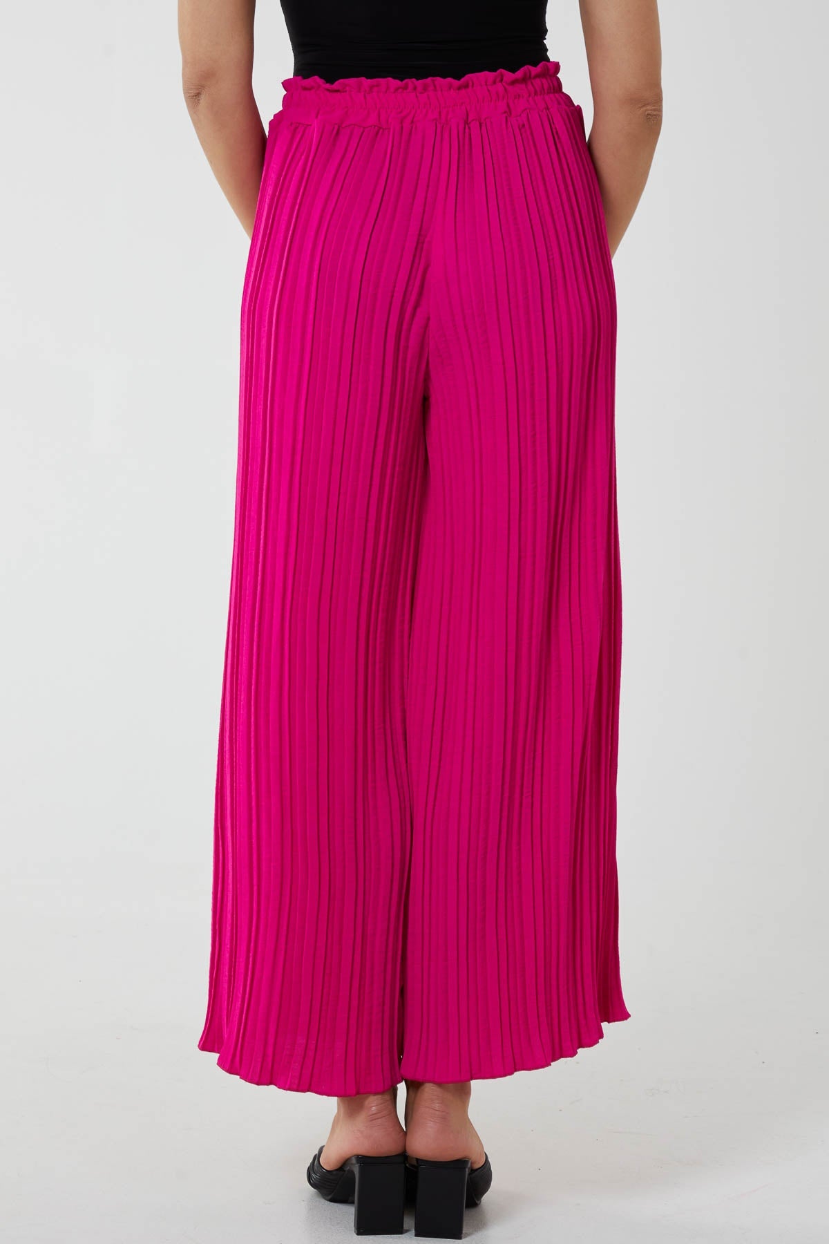 Wide Leg Plisse Drawstring Trousers TRS1 WearAll