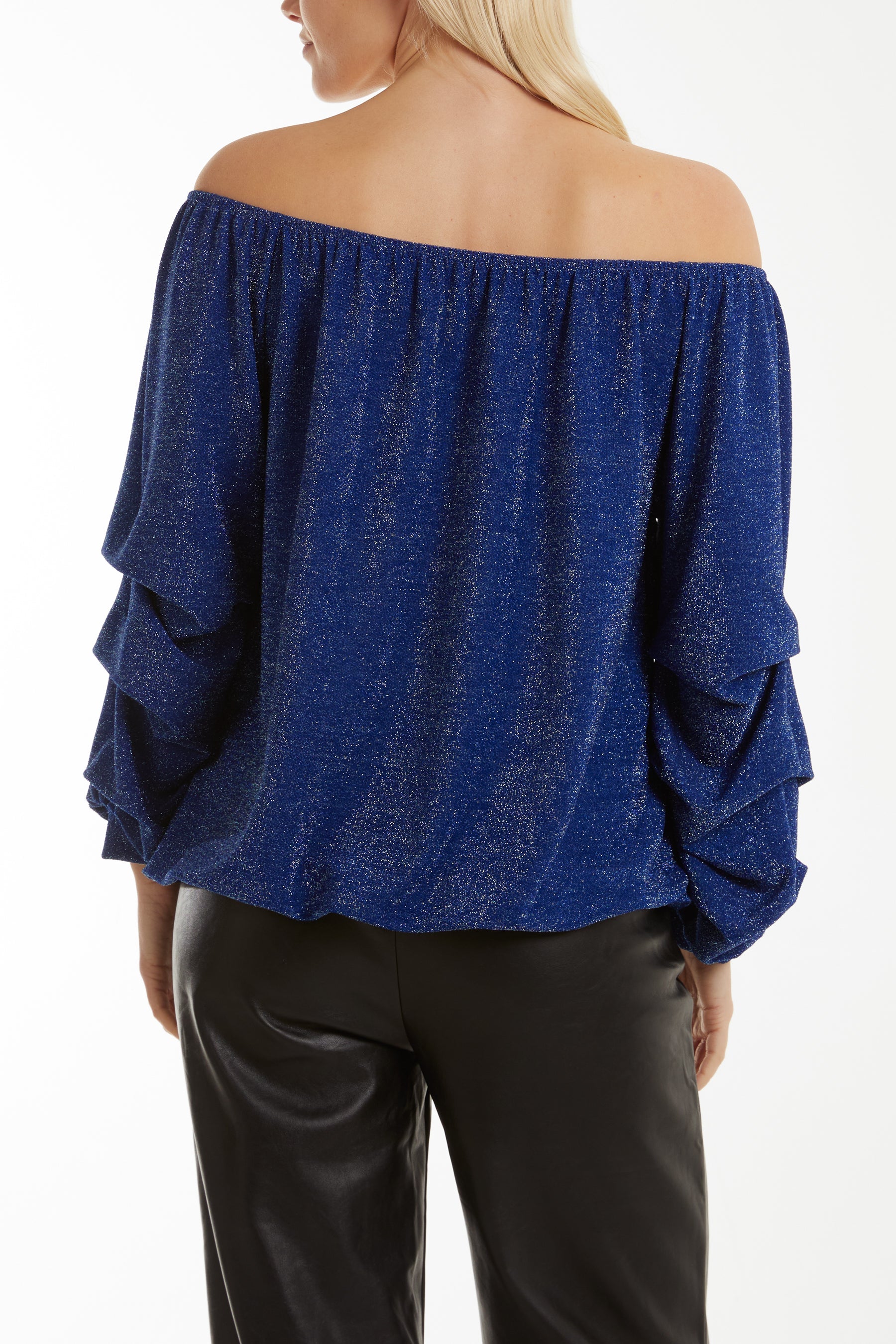 Glitter Lurex Bubble Hem Bardot Top Tops WearAll