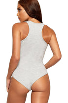 Solid Round Neck Fitted Tank Bodysuits - Basics Bodysuit WearAll
