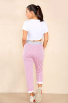 Italian Thin Stripes Print Drawstring Cotton Joggers Trouser WearAll