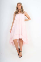 Italian Lace Neckline Dipped Hem Dress Dress WearAll