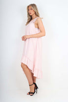 Italian Lace Neckline Dipped Hem Dress Dress WearAll
