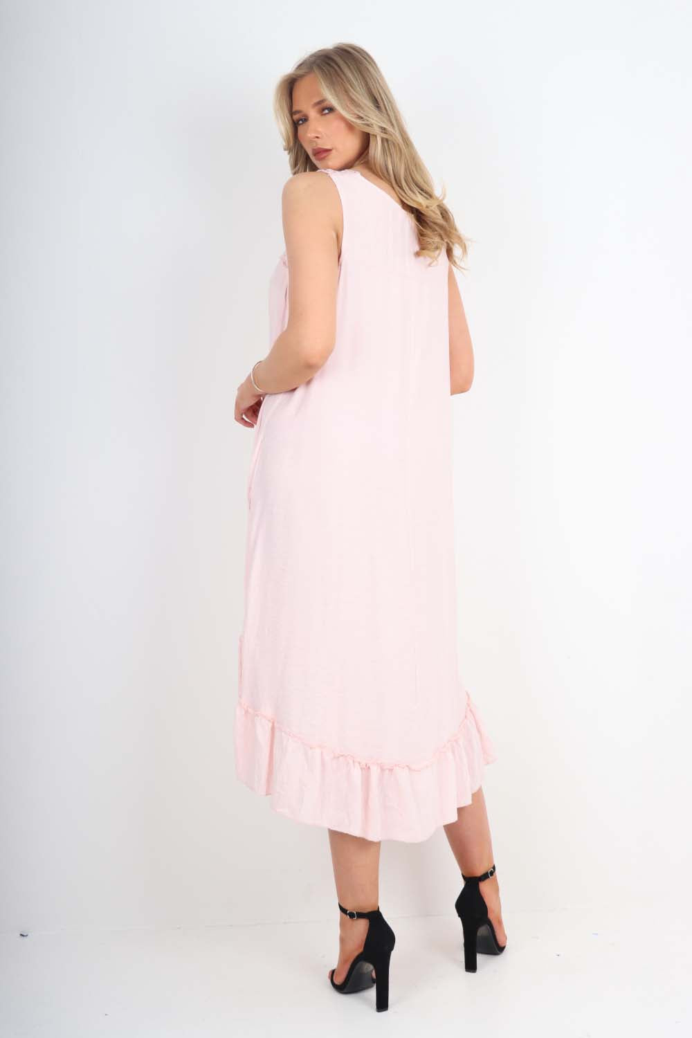 Italian Lace Neckline Dipped Hem Dress Dress WearAll