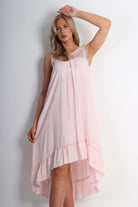 Italian Lace Neckline Dipped Hem Dress Dress WearAll