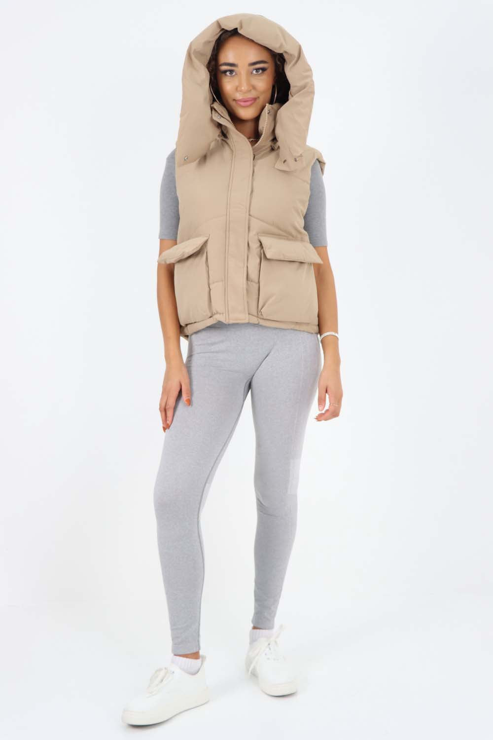 Italian Padded Pockets Hooded Gilet Jackets & Coat WearAll