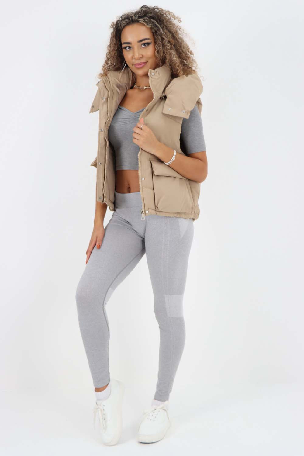 Italian Padded Pockets Hooded Gilet Jackets & Coat WearAll