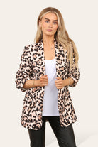 Blazer Leopard Print Jacket Jackets & Coat WearAll Big Leopard - Beige M