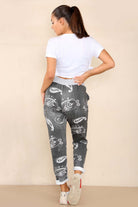 Italian Paisley Print Drawstring Cotton Joggers Trouser WearAll
