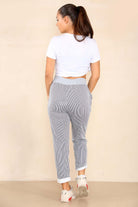 Italian Thin Stripes Print Drawstring Cotton Joggers Trouser WearAll