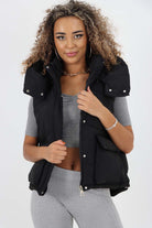 Italian Padded Pockets Hooded Gilet Jackets & Coat WearAll Black One Size(Fits UK 8-16)
