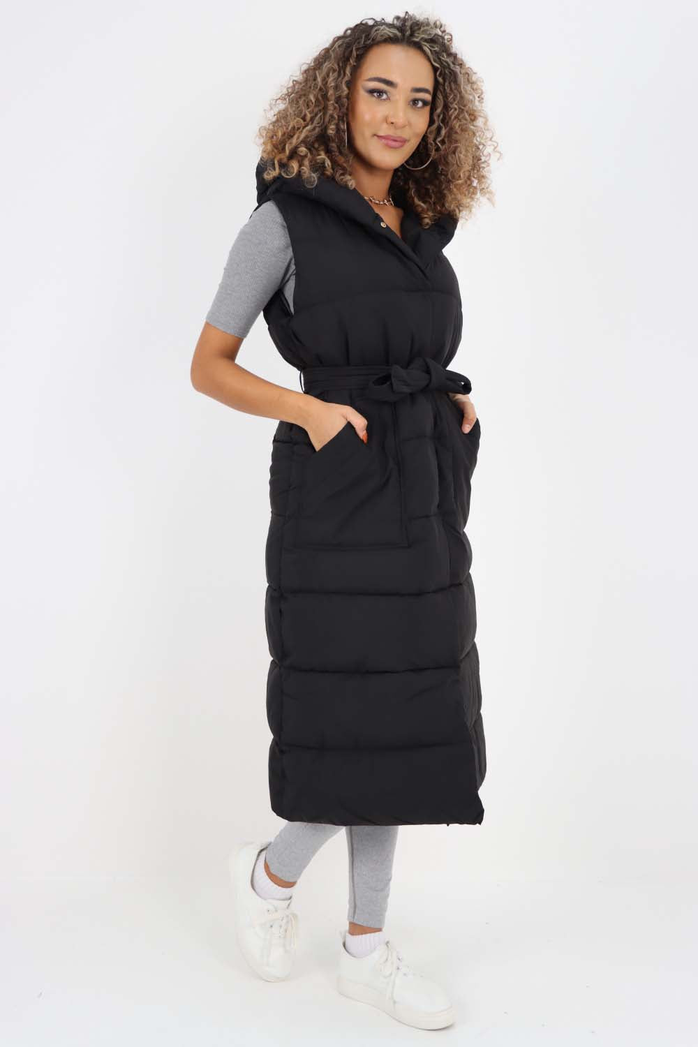 Italian Belted Hooded Long Gilet Jackets & Coat WearAll