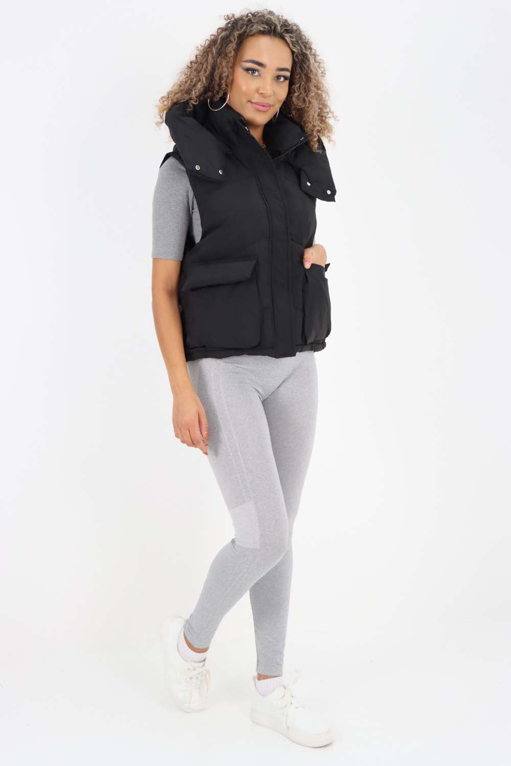 Italian Padded Pockets Hooded Gilet Jackets & Coat WearAll