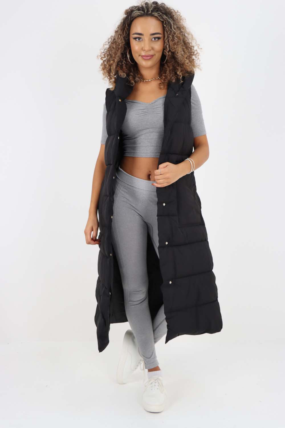 Italian Belted Hooded Long Gilet Jackets & Coat WearAll