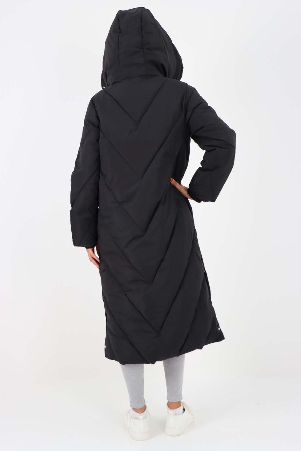 Italian Quilted Hooded Long Jacket Coat Jackets & Coat WearAll