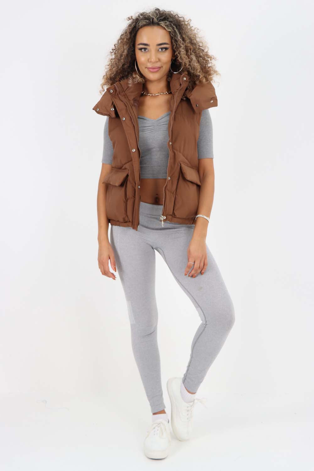 Italian Padded Pockets Hooded Gilet Jackets & Coat WearAll