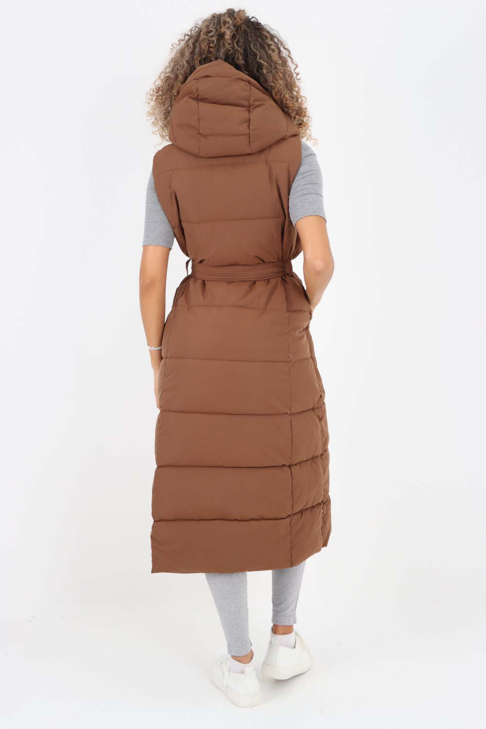 Italian Belted Hooded Long Gilet Jackets & Coat WearAll