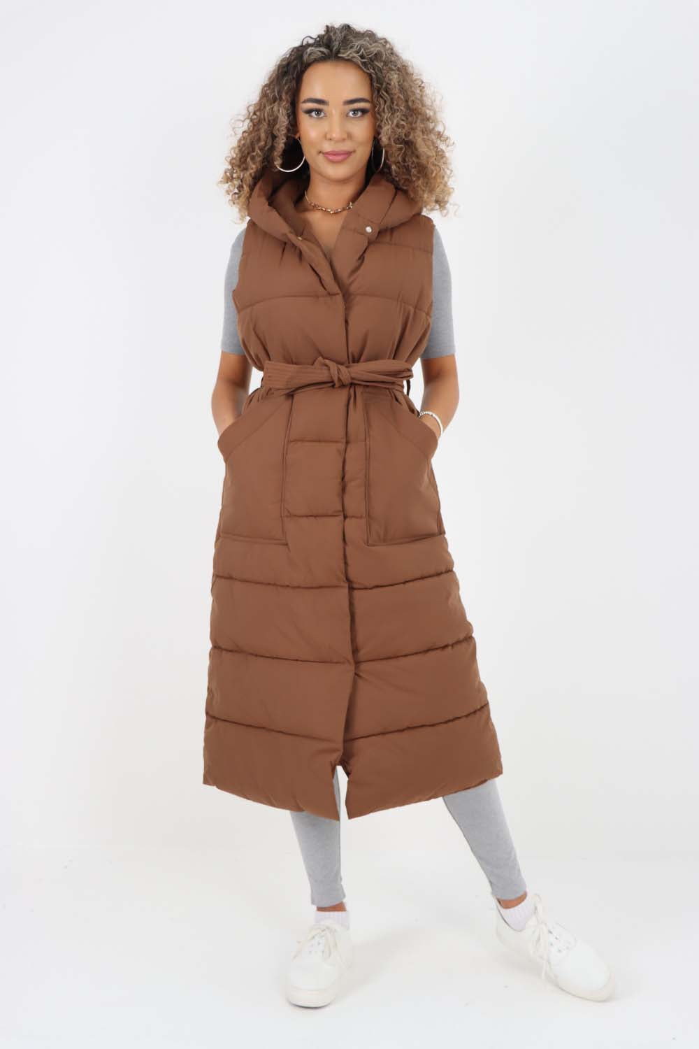 Italian Belted Hooded Long Gilet Jackets & Coat WearAll