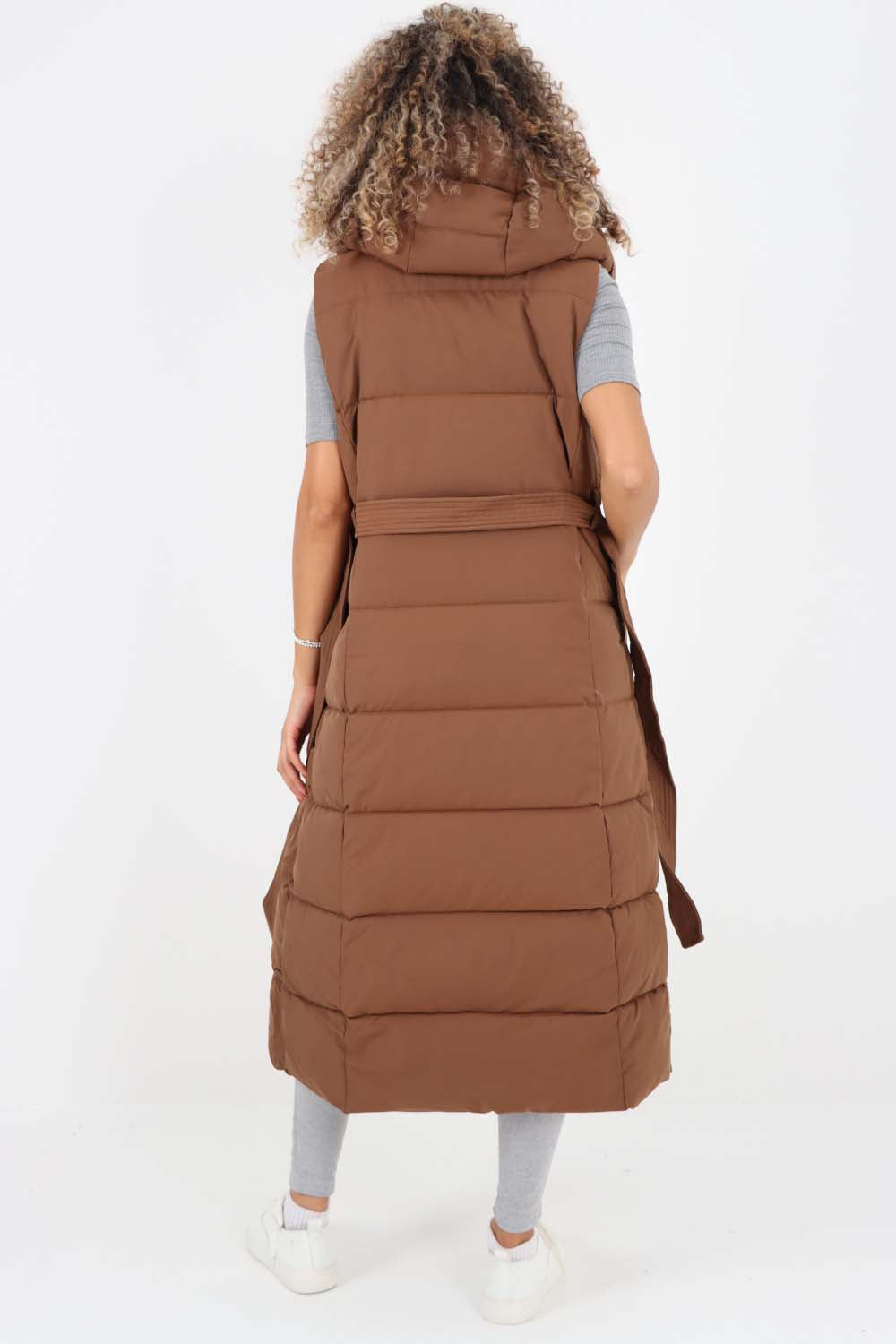 Italian Belted Hooded Long Gilet Jackets & Coat WearAll