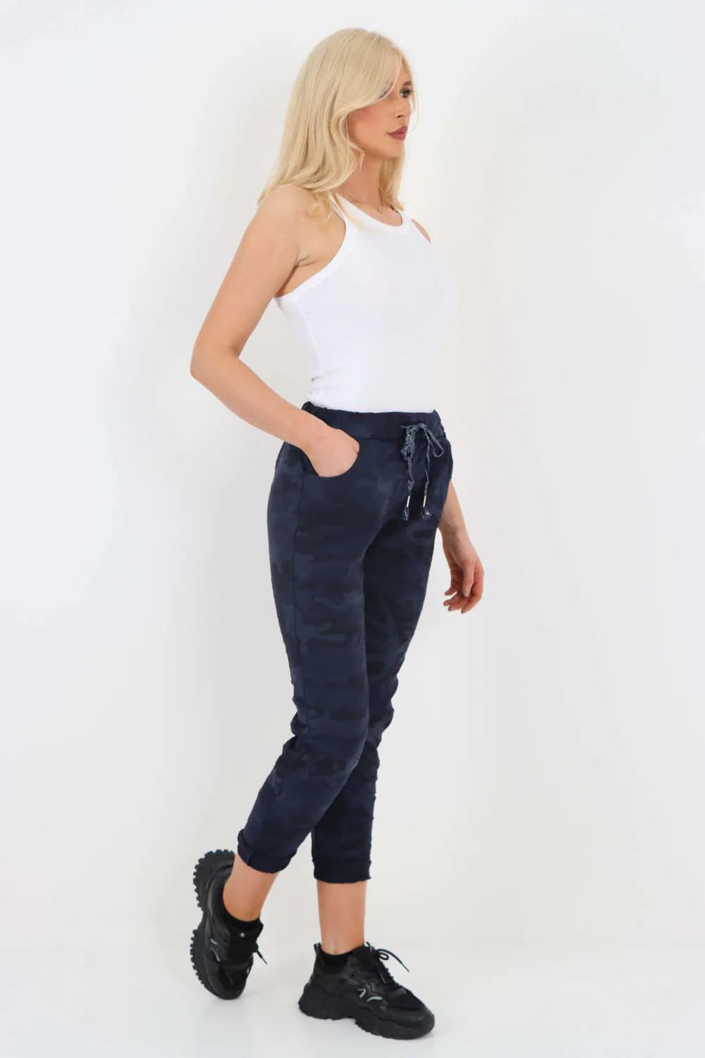 Italian Drawstring Camo Side Pockets Trousers Trouser WearAll