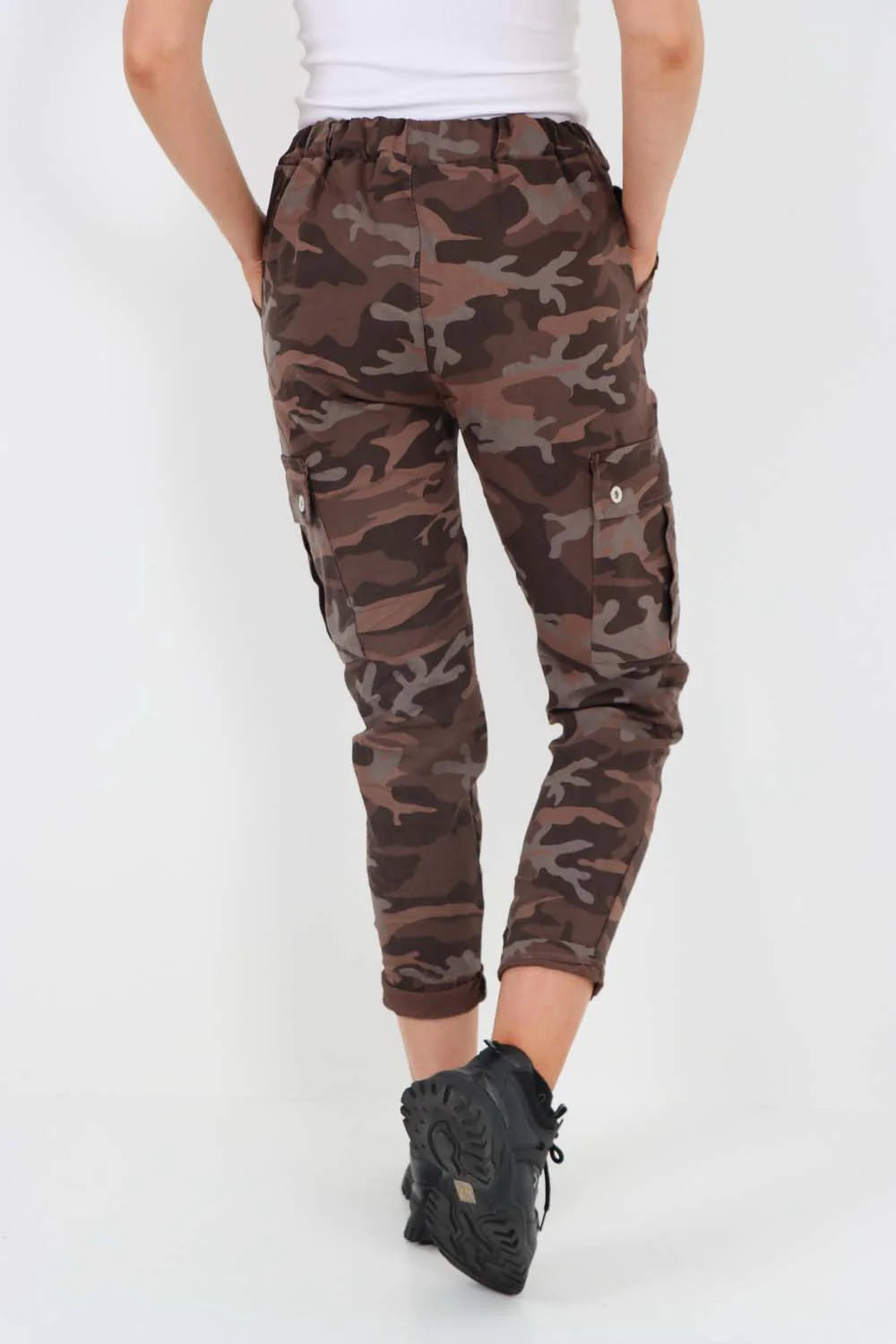 Italian Drawstring Camo Side Pockets Cargo Trousers Trouser WearAll