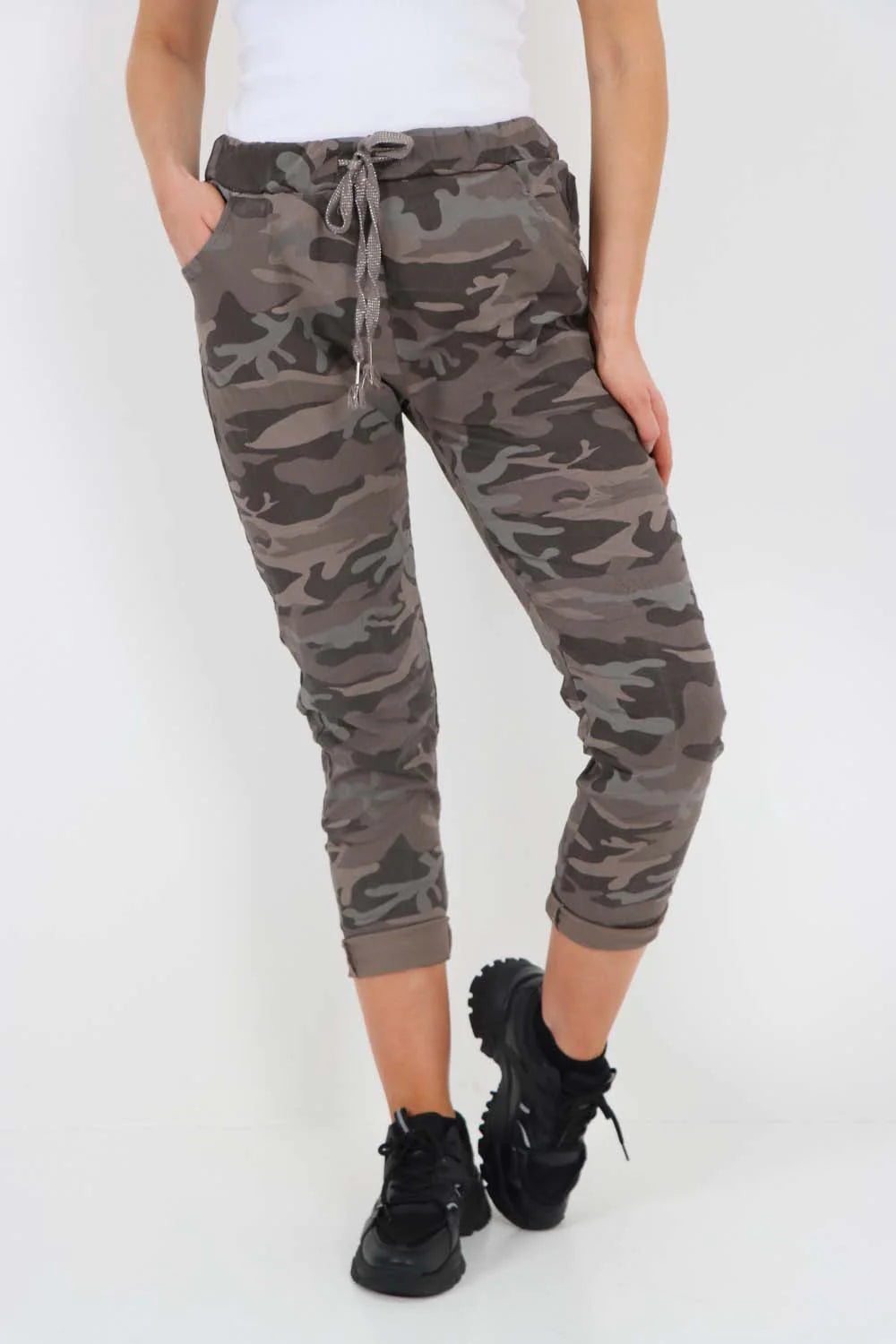 Italian Drawstring Camo Side Pockets Trousers Trouser WearAll