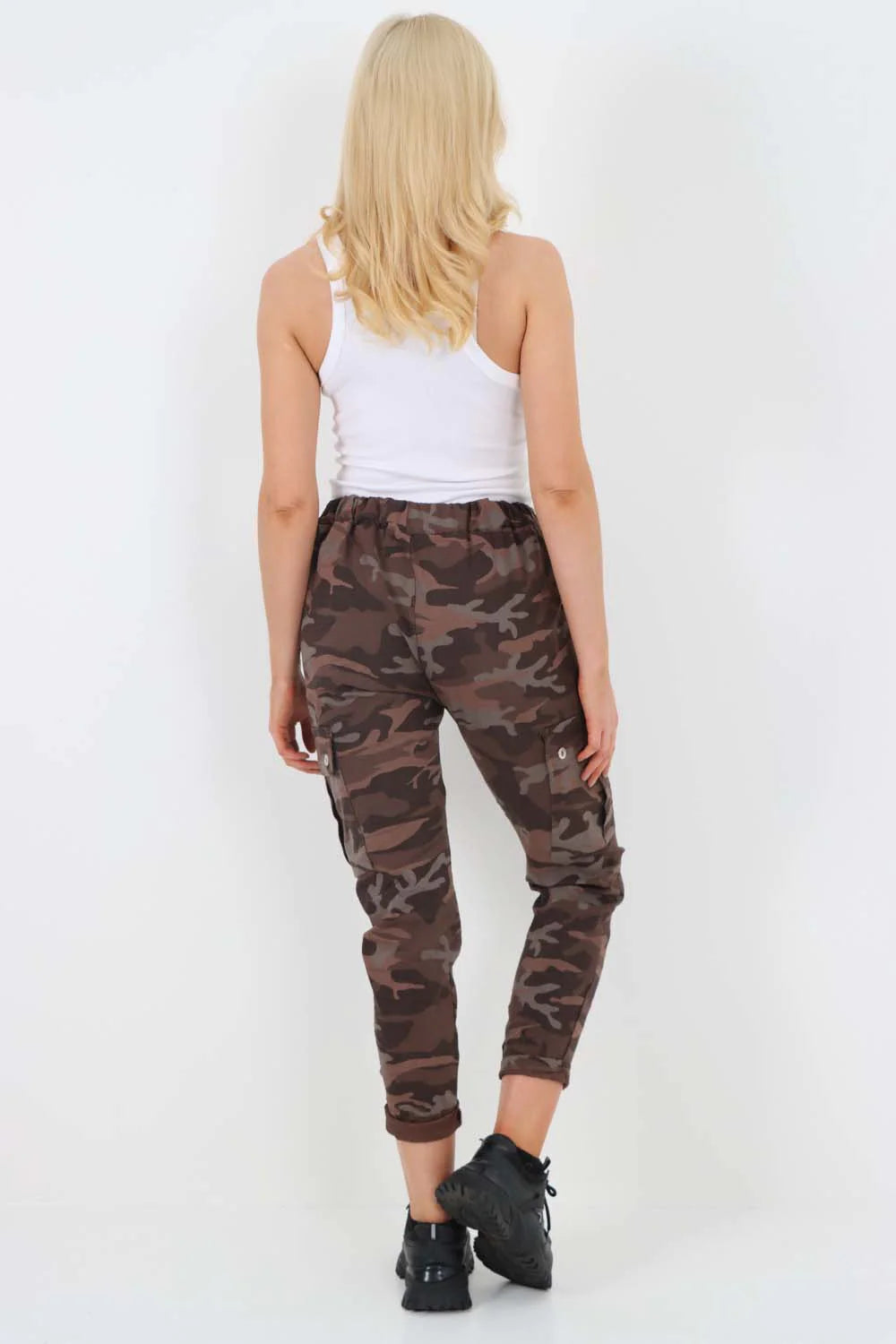 Italian Drawstring Camo Side Pockets Cargo Trousers Trouser WearAll