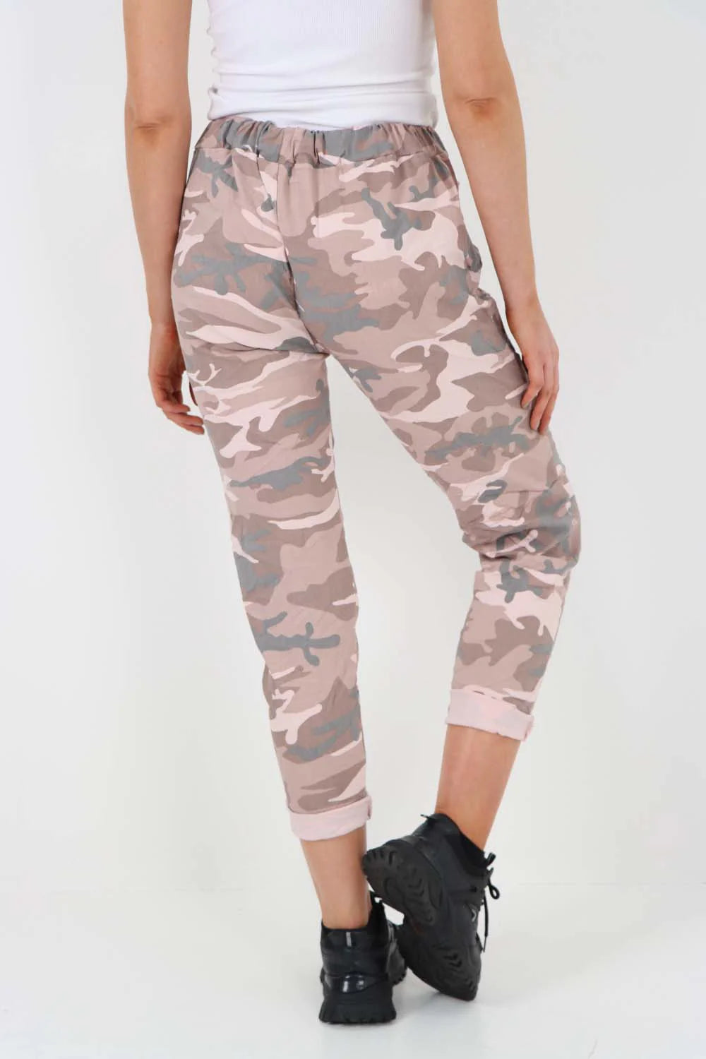 Plus Size Italian Drawstring Camo Side Pockets Trousers Trouser WearAll