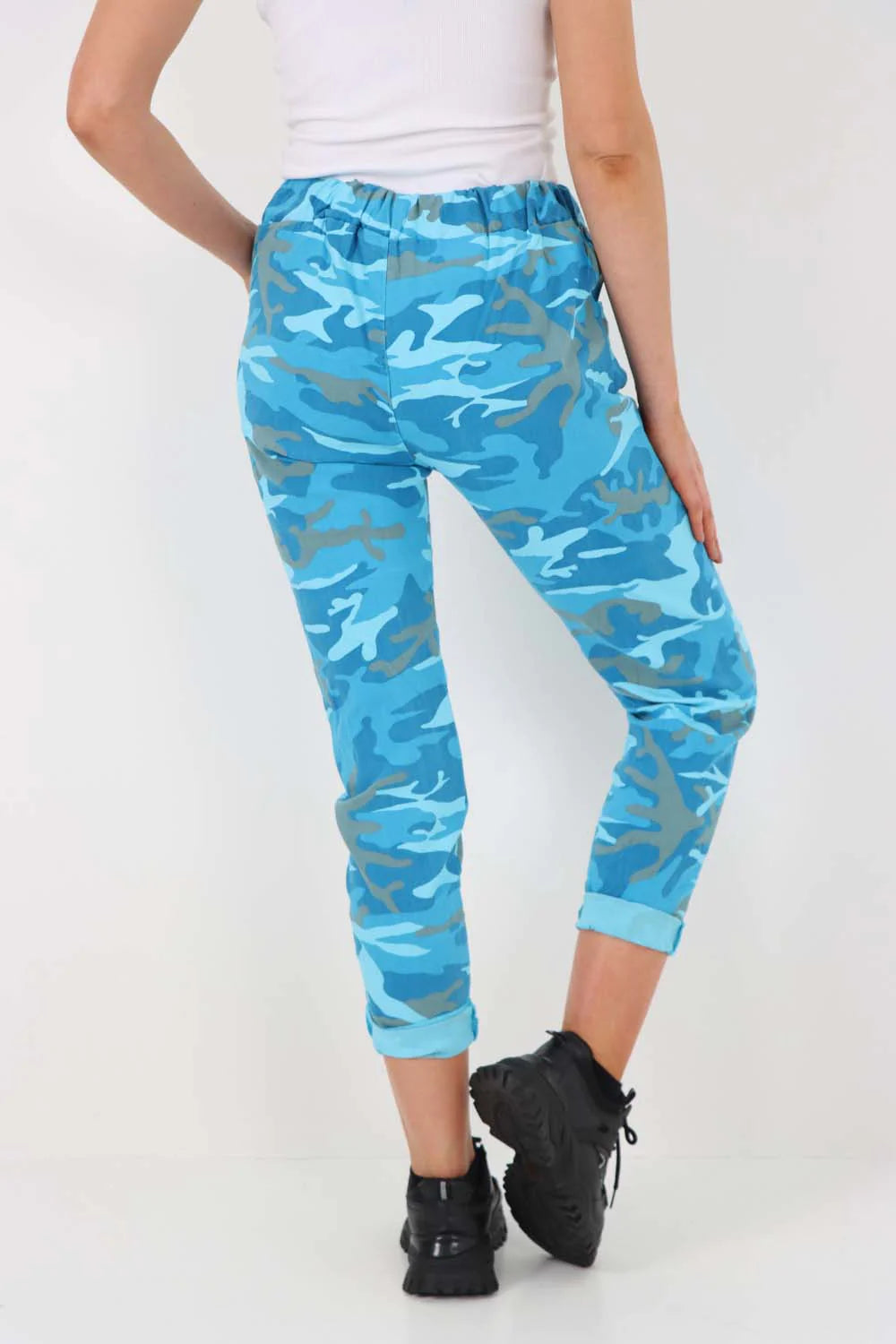 Plus Size Italian Drawstring Camo Side Pockets Trousers Trouser WearAll