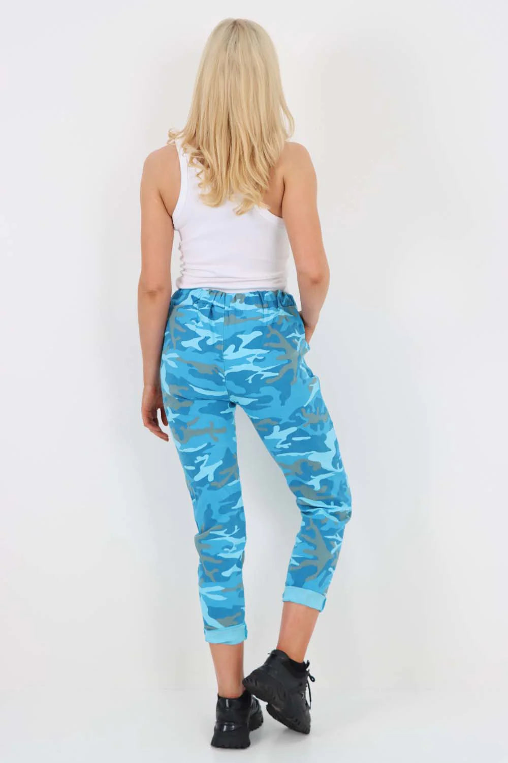 Plus Size Italian Drawstring Camo Side Pockets Trousers Trouser WearAll