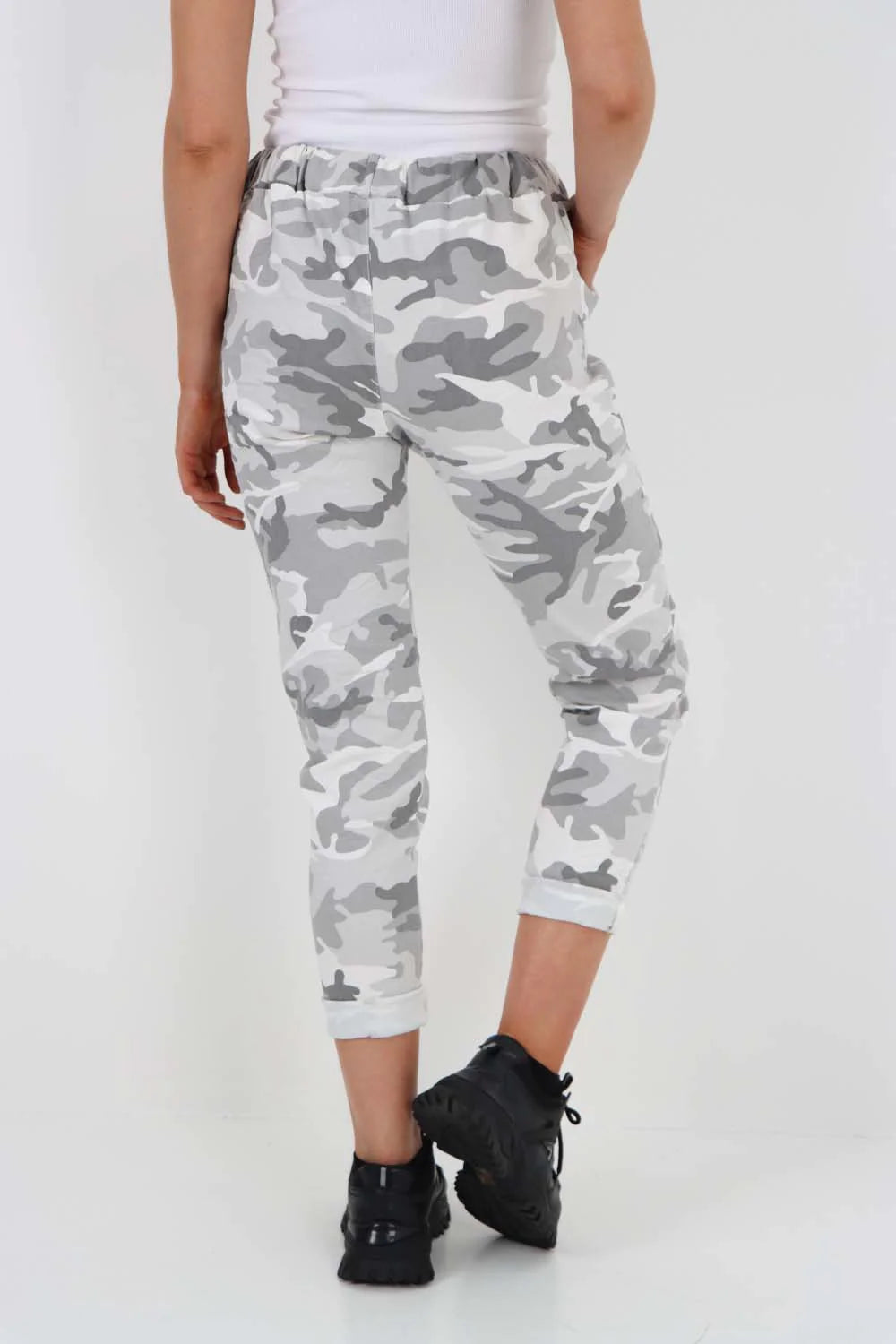 Plus Size Italian Drawstring Camo Side Pockets Trousers Trouser WearAll