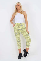 Plus Size Italian Drawstring Camo Side Pockets Trousers Trouser WearAll Yellow 16