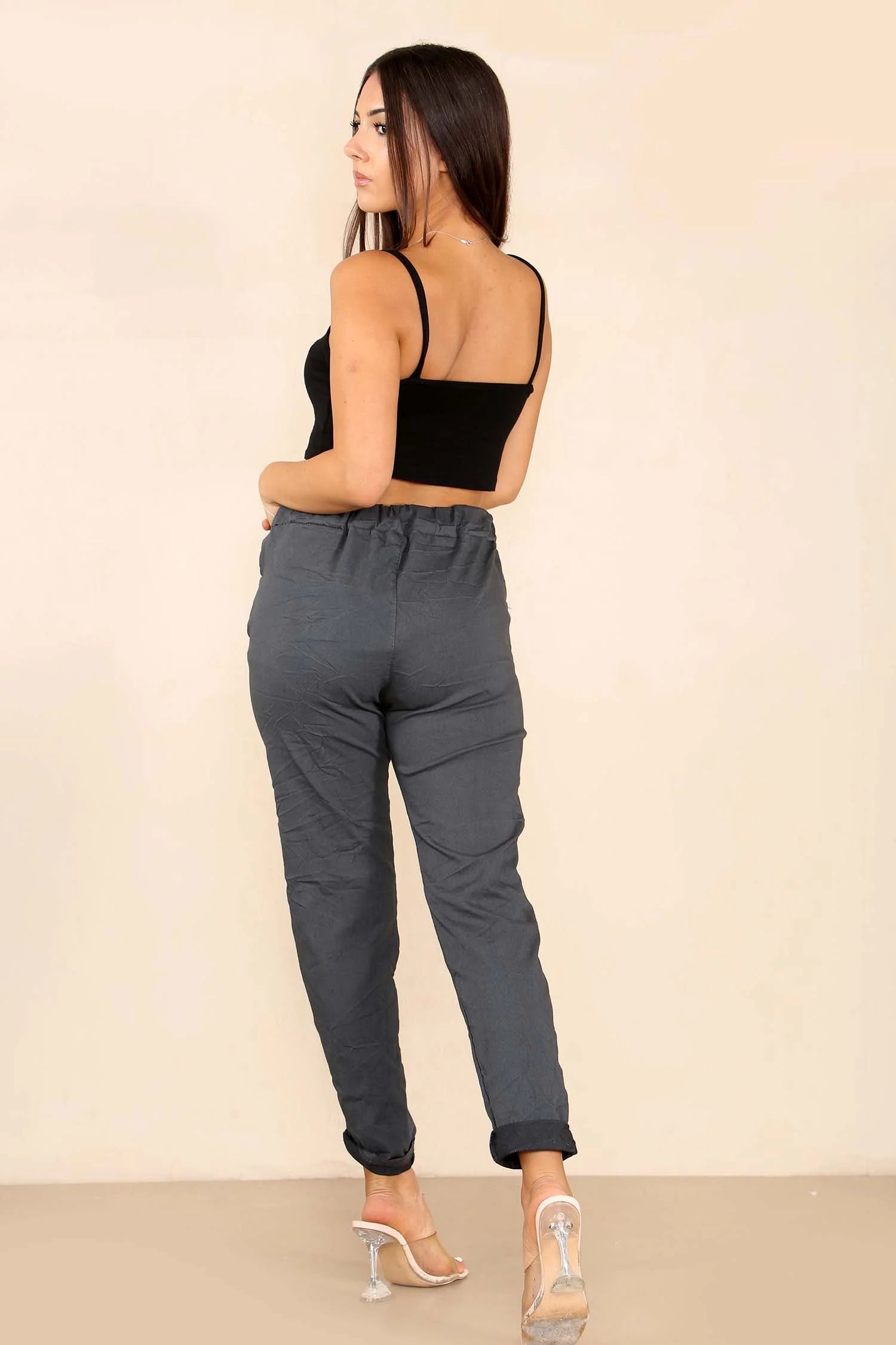 Italian Glitter Drawstring Waistband Magic Pants Trouser WearAll