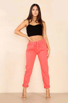 Italian Glitter Drawstring Waistband Magic Pants Trouser WearAll Coral 8