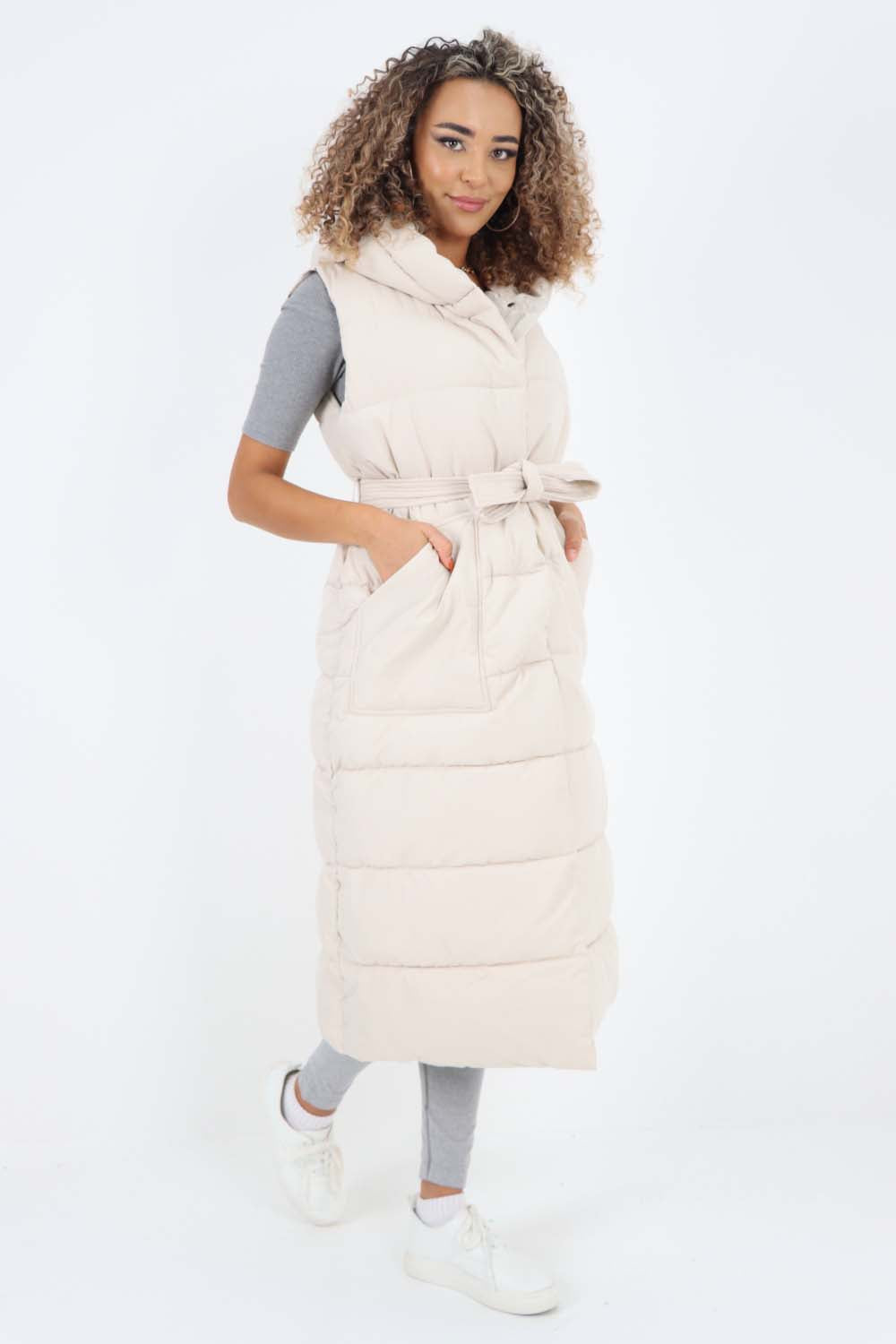 Italian Belted Hooded Long Gilet Jackets & Coat WearAll