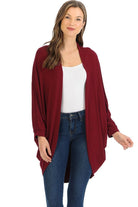 Plus Size Batwing Long Open Cardigan Top Maxi Cardigan WearAll Wine 16-18