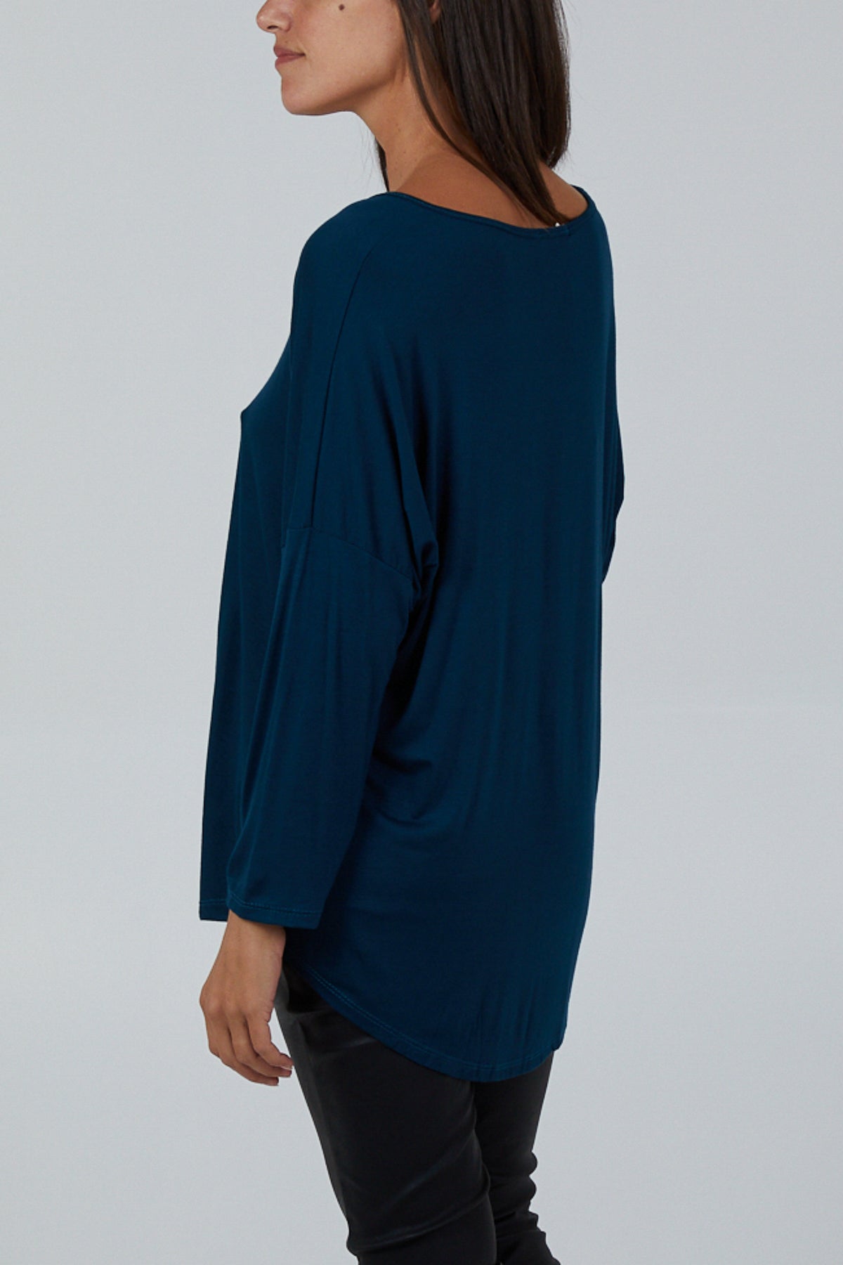High Low Curved Hem Long Sleeve Top TOPMF2 WearAll