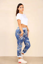 Plus Size Italian Paisley Print Drawstring Cotton Joggers Trouser WearAll