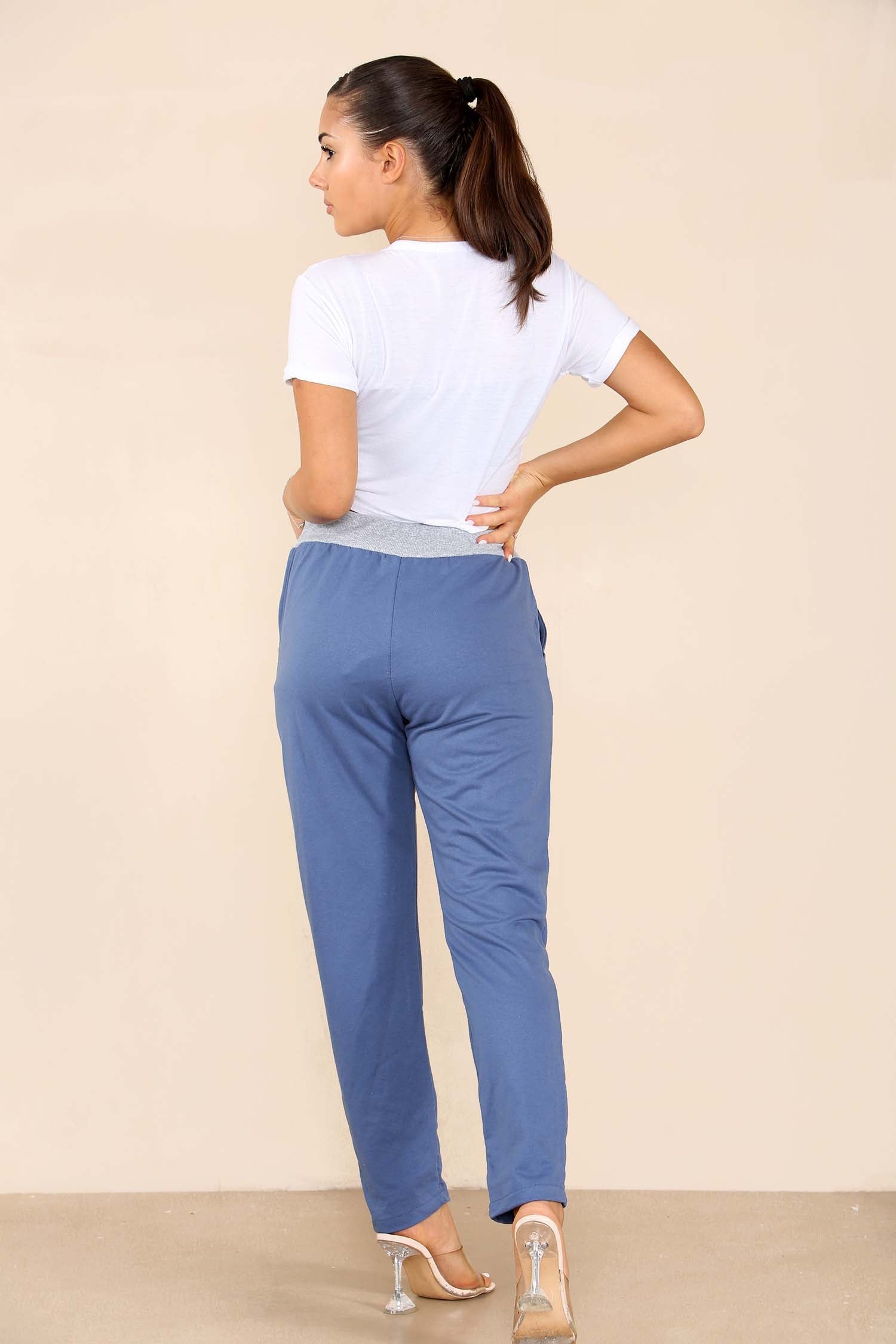 Italian Plain Drawstring Cotton Joggers Trouser WearAll