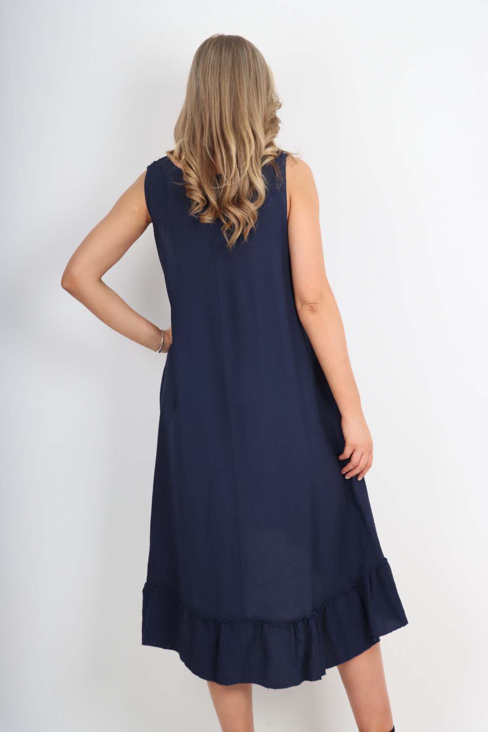 Italian Lace Neckline Dipped Hem Dress Dress WearAll
