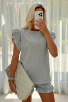 FRILL CO-ORD SHORT SET Loungewear WearAll Grey 16-18