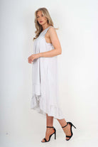 Italian Lace Neckline Dipped Hem Dress Dress WearAll