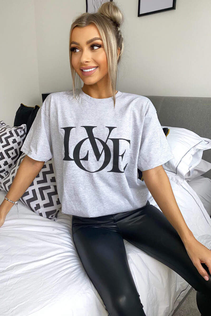Love Black T-Shirt WearAll Grey 16-18